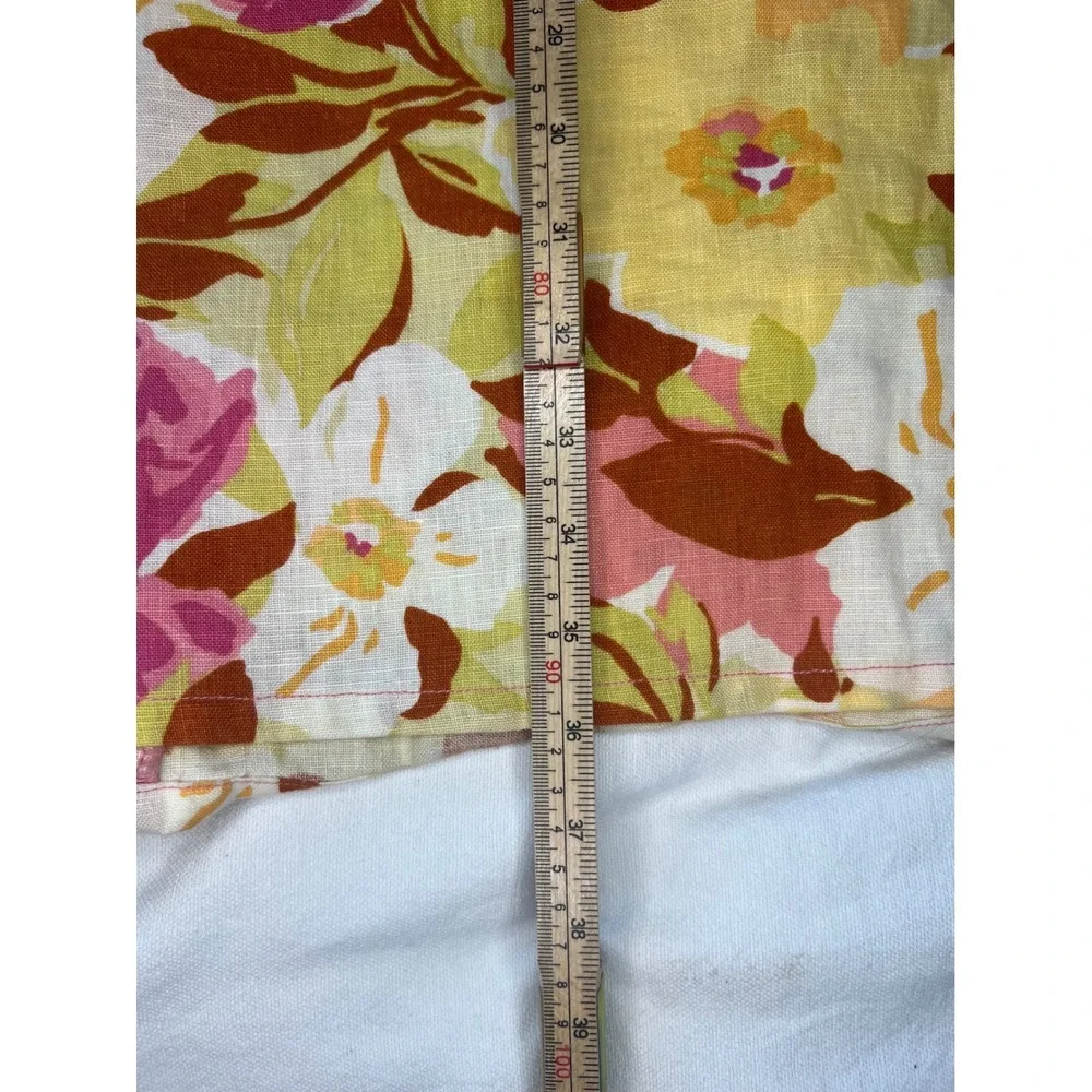 Hot Cotton Floral Linen Skirt Women's Size L Maxi Pink Yellow‎ Brown Cottagecore